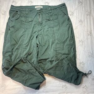 vintage y2k drama gold green cropped capris – size 18w